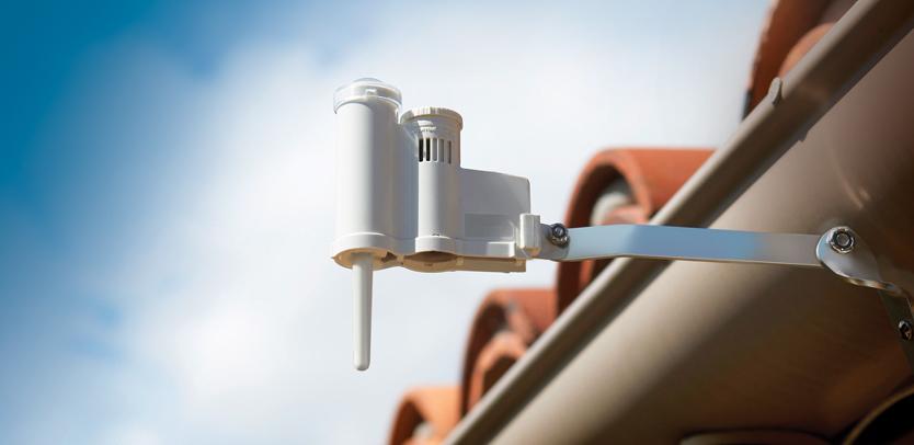 Hunter SOLAR SYNC sensor installed on top of the villa wall
