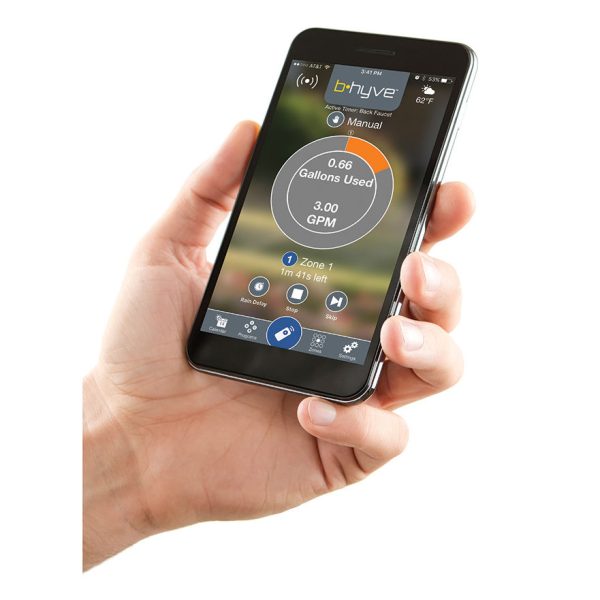 Orbit B-Hyve Bluetooth 1 Outlet Watering Timer with WiFi hub smartphone application view